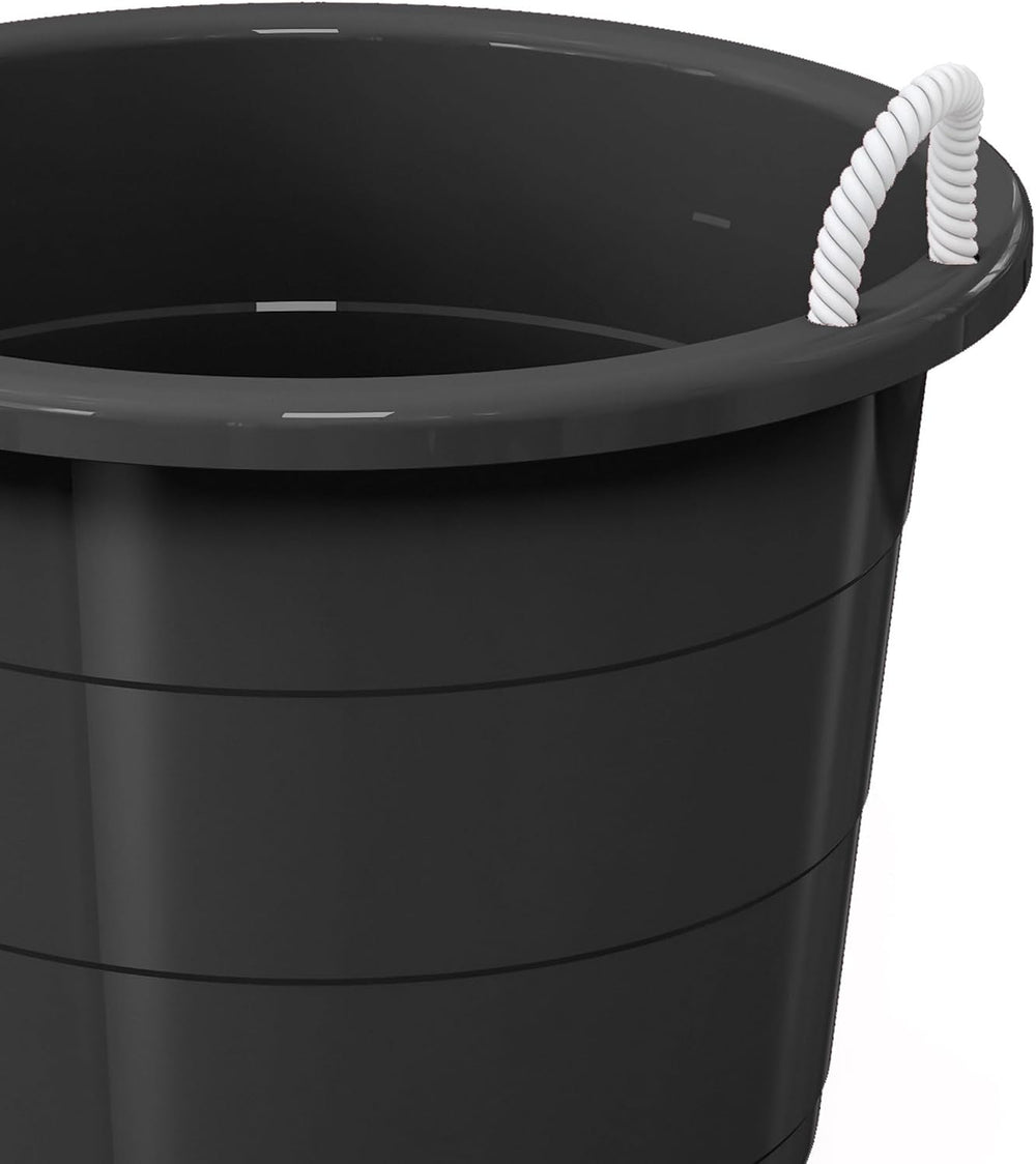 Life Story Open Storage Bucket, Round Plastic Container with Rope Handles, 17...