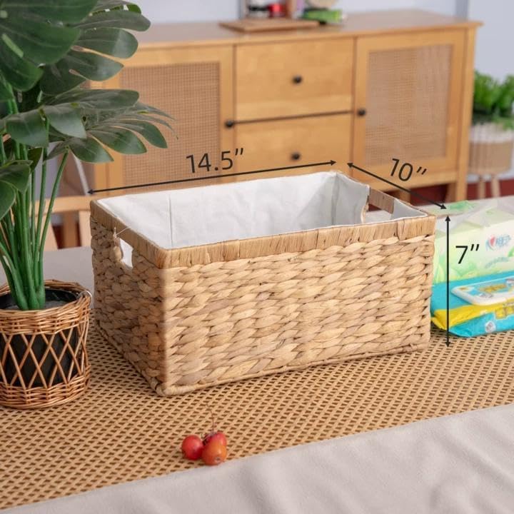 Water Hyacinth Storage Basket for Organizing,Large Wicker Basket Rectangular ...
