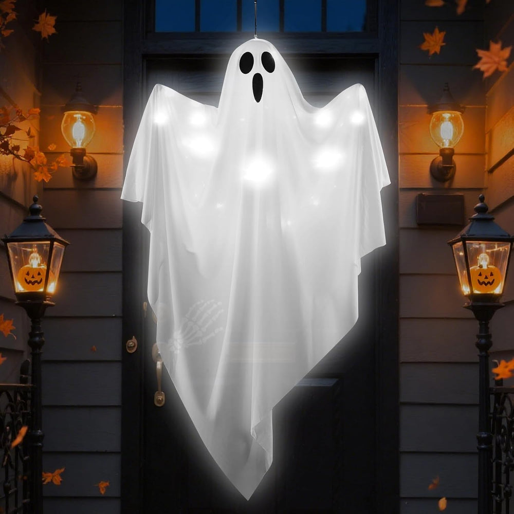3.91FT Halloween Decorations Outdoor, White Hanging Ghost Hanging Light up wi...