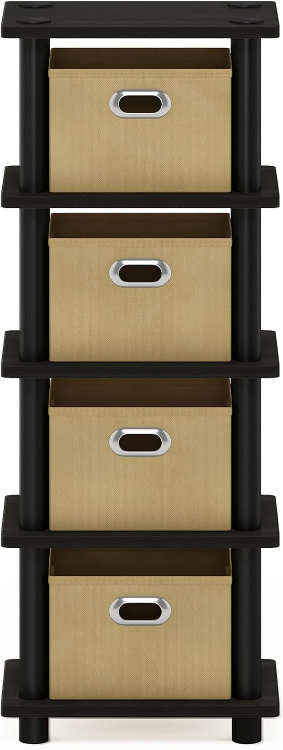Furinno Turn-N-Tube Toolless 4-Tier Storage Shelves, Espresso