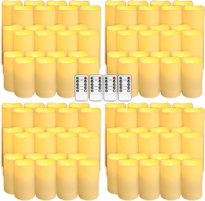 Set of 96 Waterproof Outdoor Flameless Candles, LED Candles with 4 Remote and...