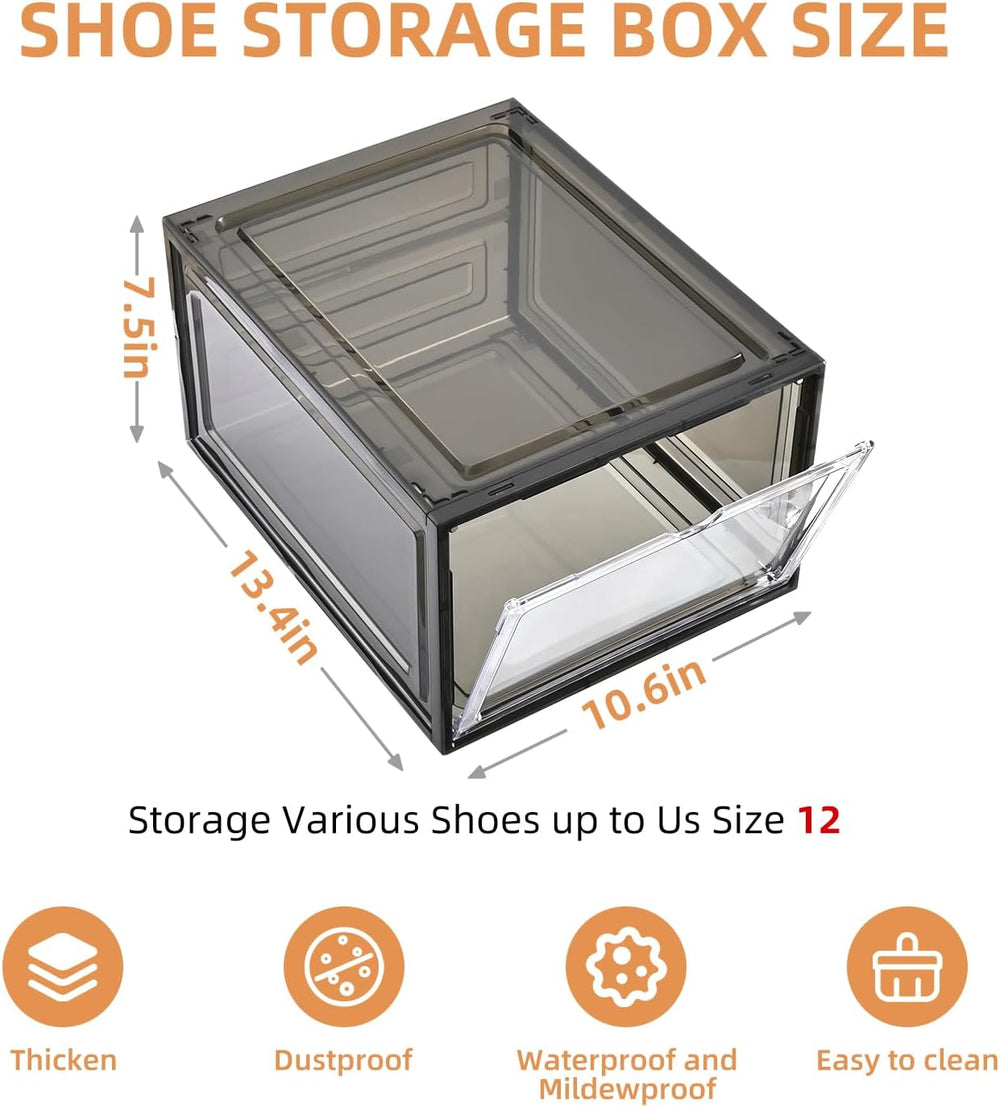 Large Shoe Boxes Clear Plastic Stackable,Drop Front Shoe Box with Clear Door,...