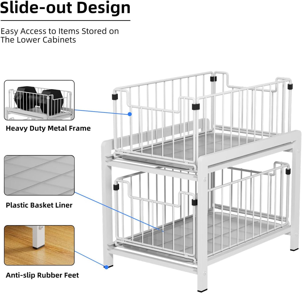 2-Tier Pull Out Cabinet Organizer, Slide Out Under Sink Organizer