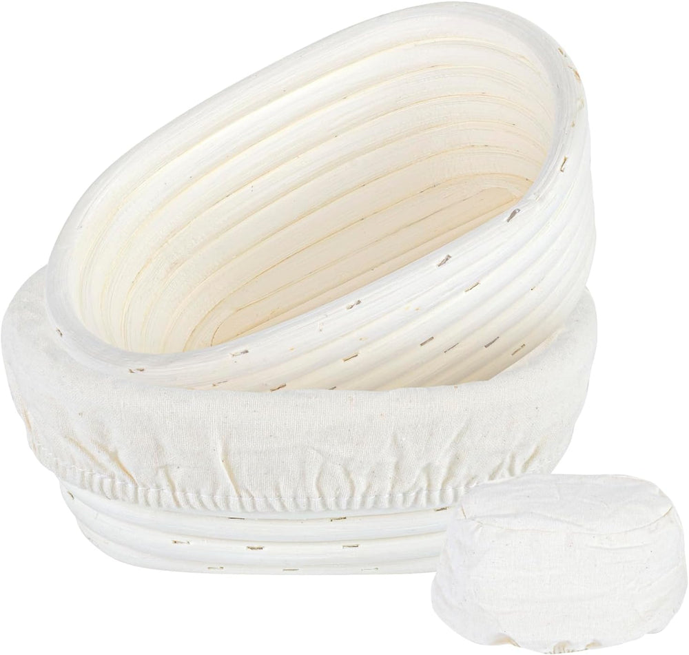 Restaurantware Oval Rattan Banneton Proofing Basket, 2 Cotton Liners, 1 Ct