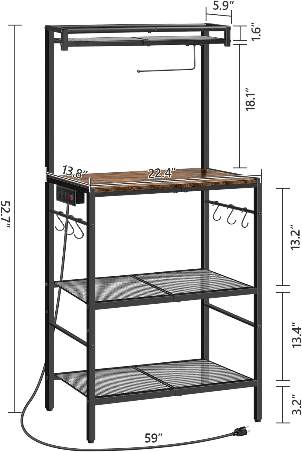 MAHANCRIS Bakers Rack with Storage, Microwave Stand with Paper Holder, Bakers...