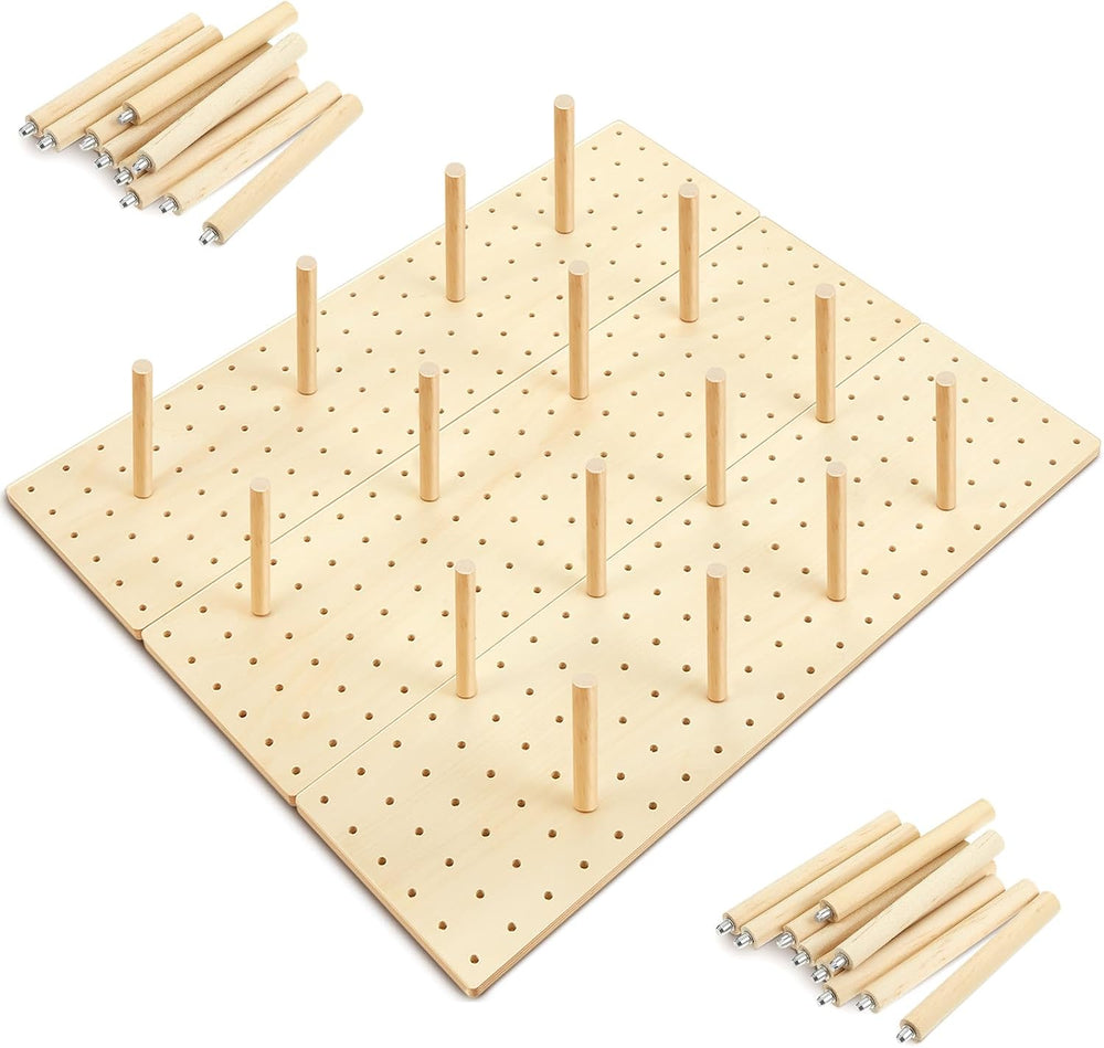 3 Pcs Wood Pegboard Drawer Organizer, Natural Wood, 21 x 5.91 Inch, Pine