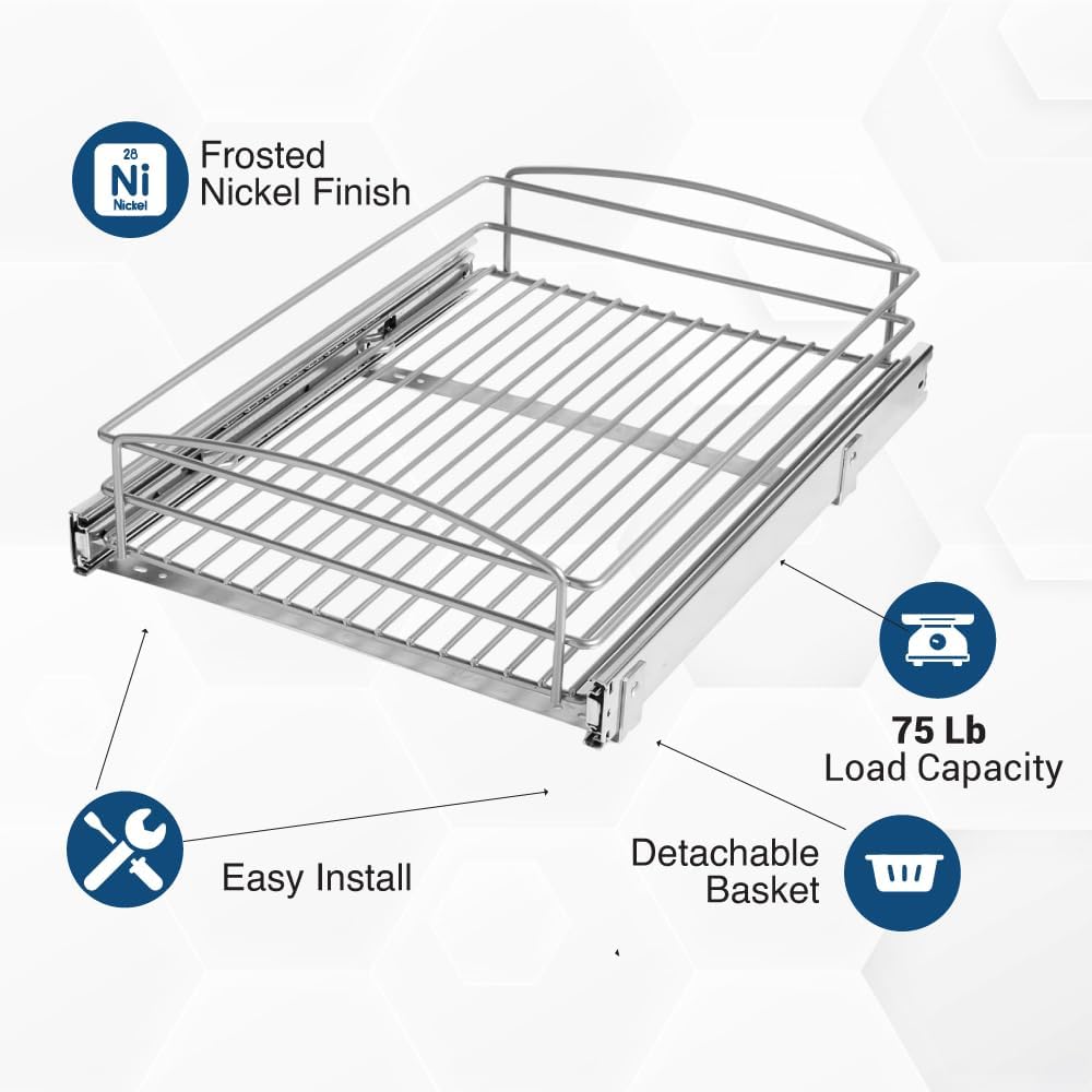 Knape & Vogt RS-MUB-14-FN 5 in. H x 15 in. W x 20 in. D Multi-Use Basket ...