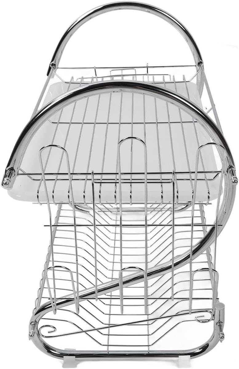 Ymiko Dish Rack 2 Tier Bowl Dish Drainer Organized Kitchen Drying Rack for Ti...