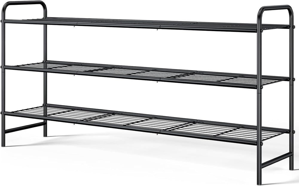 Kitsure Stainless Steel Shoe Rack Organizer, 37.3" Wide - 3 Tier, Black