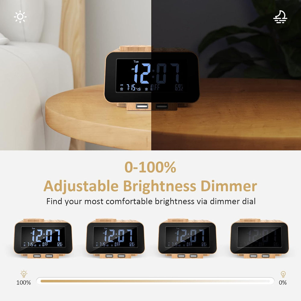 uscce Digital Dual Alarm Clock Radio for Bedrooms with Weekday/Weekend Mode