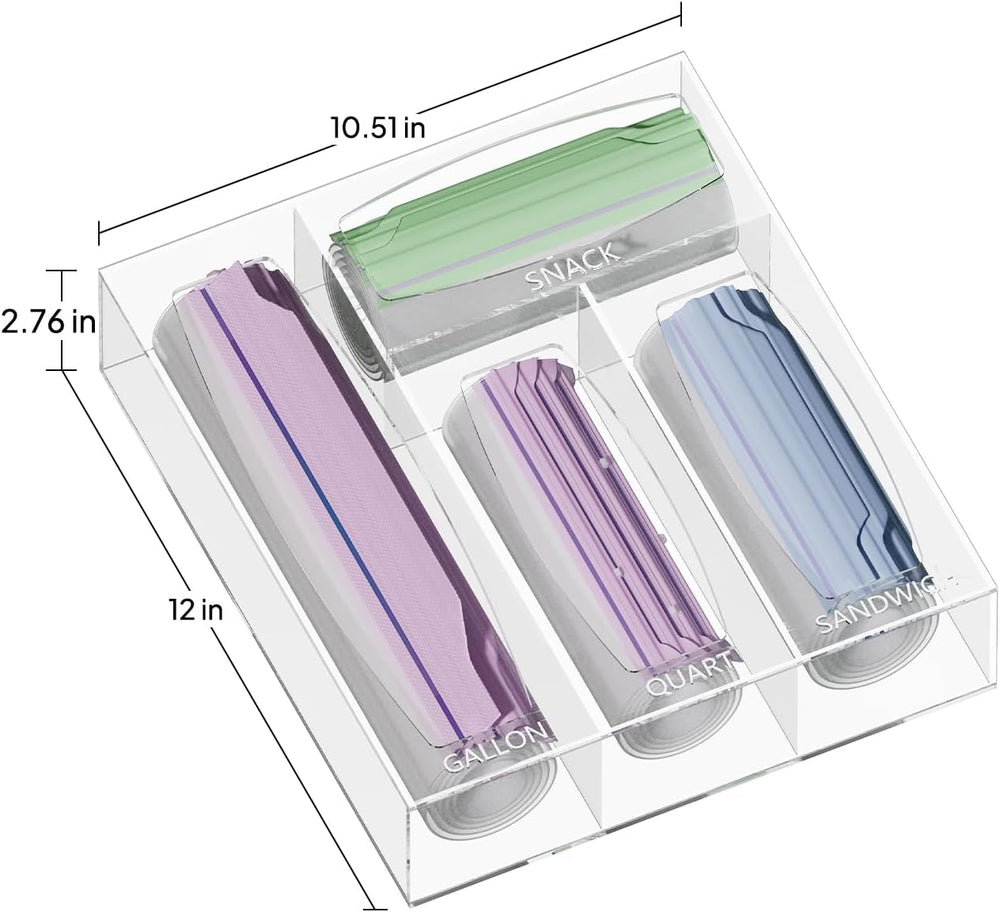 Aquiver Acrylic Bags Storage Organizer - Baggie Bags Drawer Organizer & P...