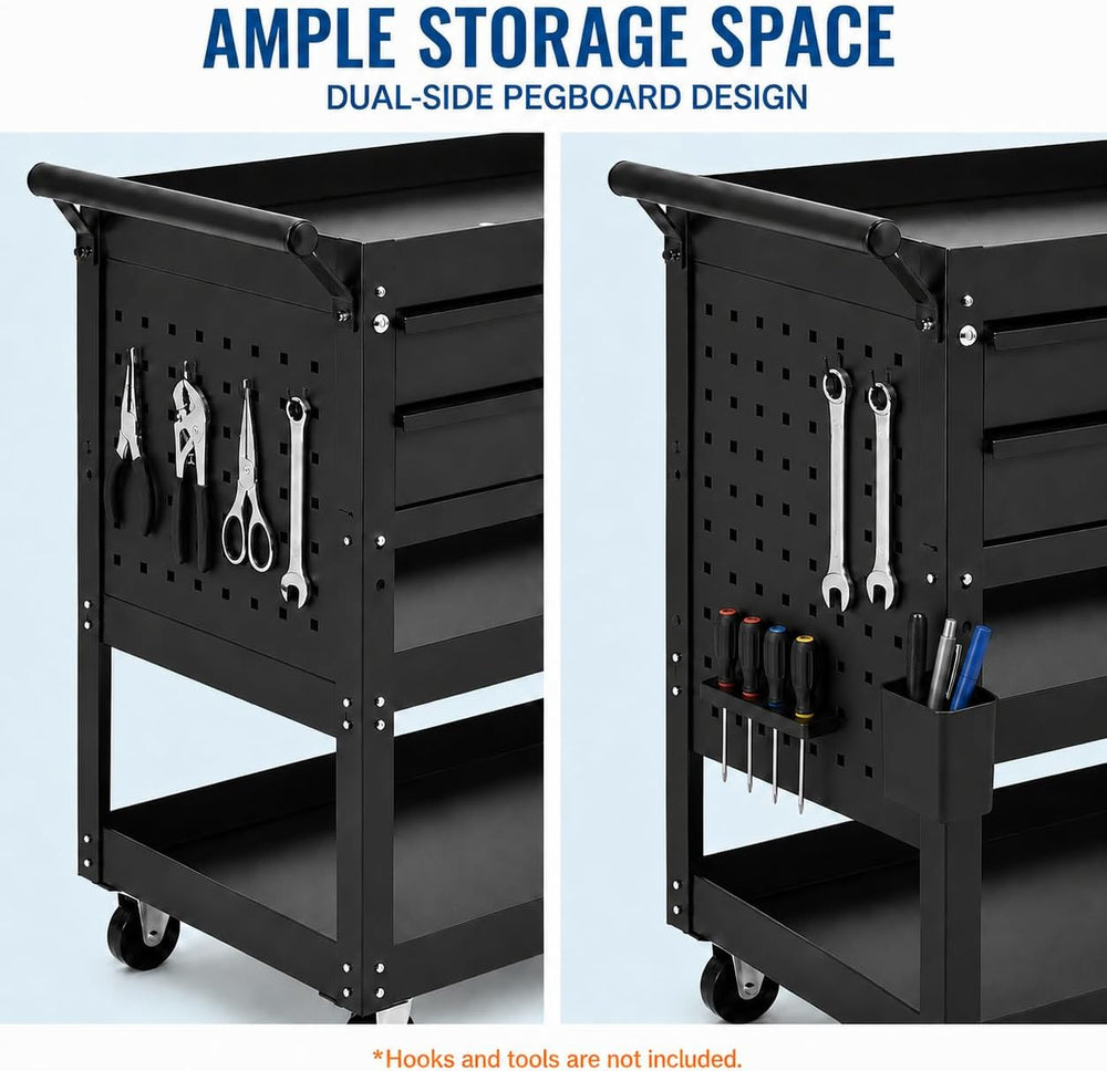 Garvee 30 Inch Rolling Tool Cart on Wheels, 3 Tier Steel Utility Tool Cabinet...