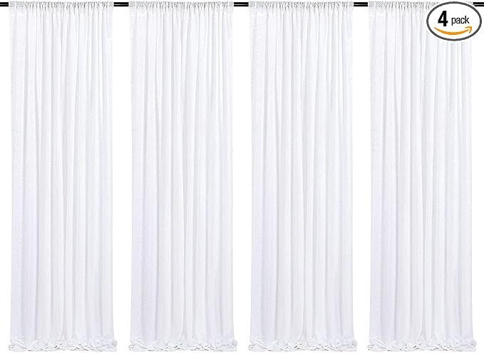 Poise3EHome White Sequin Backdrop Curtain,4 Panels 2FTx8FT Glitter Background...