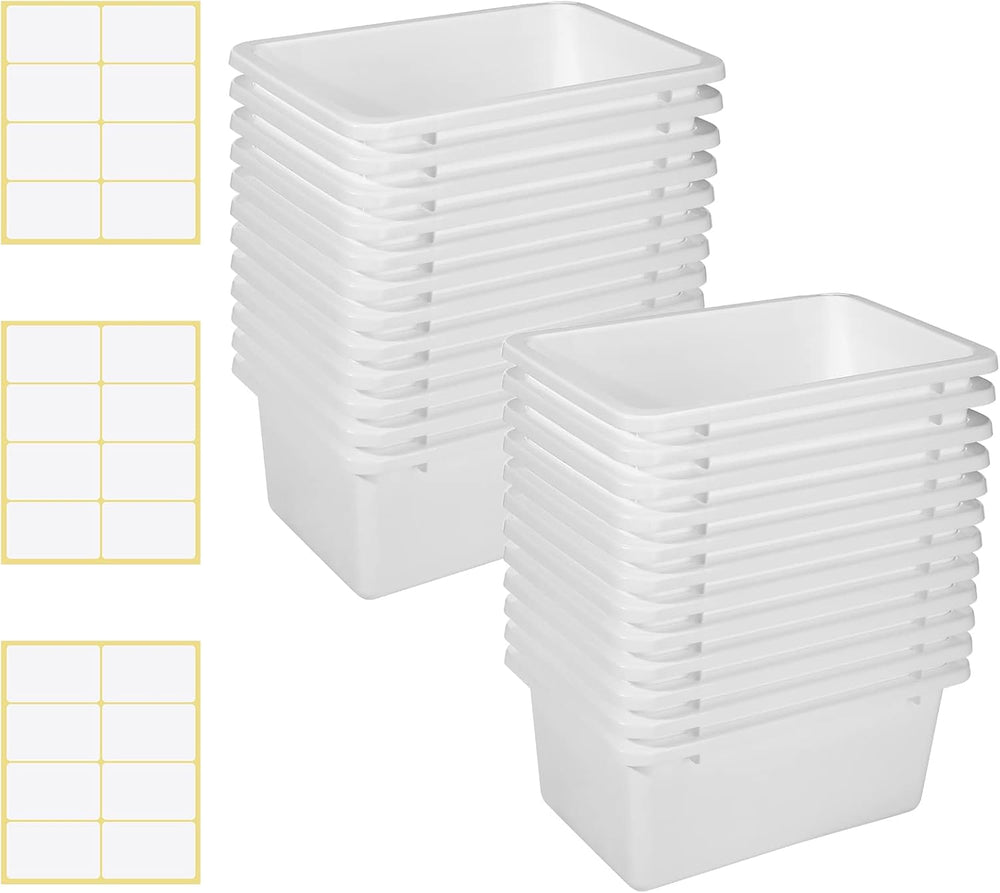 Outus 24 Pack Book Bins Classroom Cubby Storage Bins Bulk, White