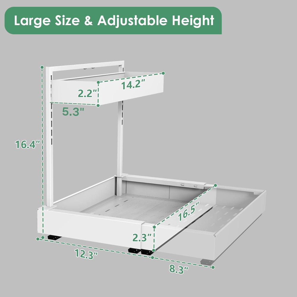 L-Shaped Under Sink Organizer with 6-Level Height Adjustment