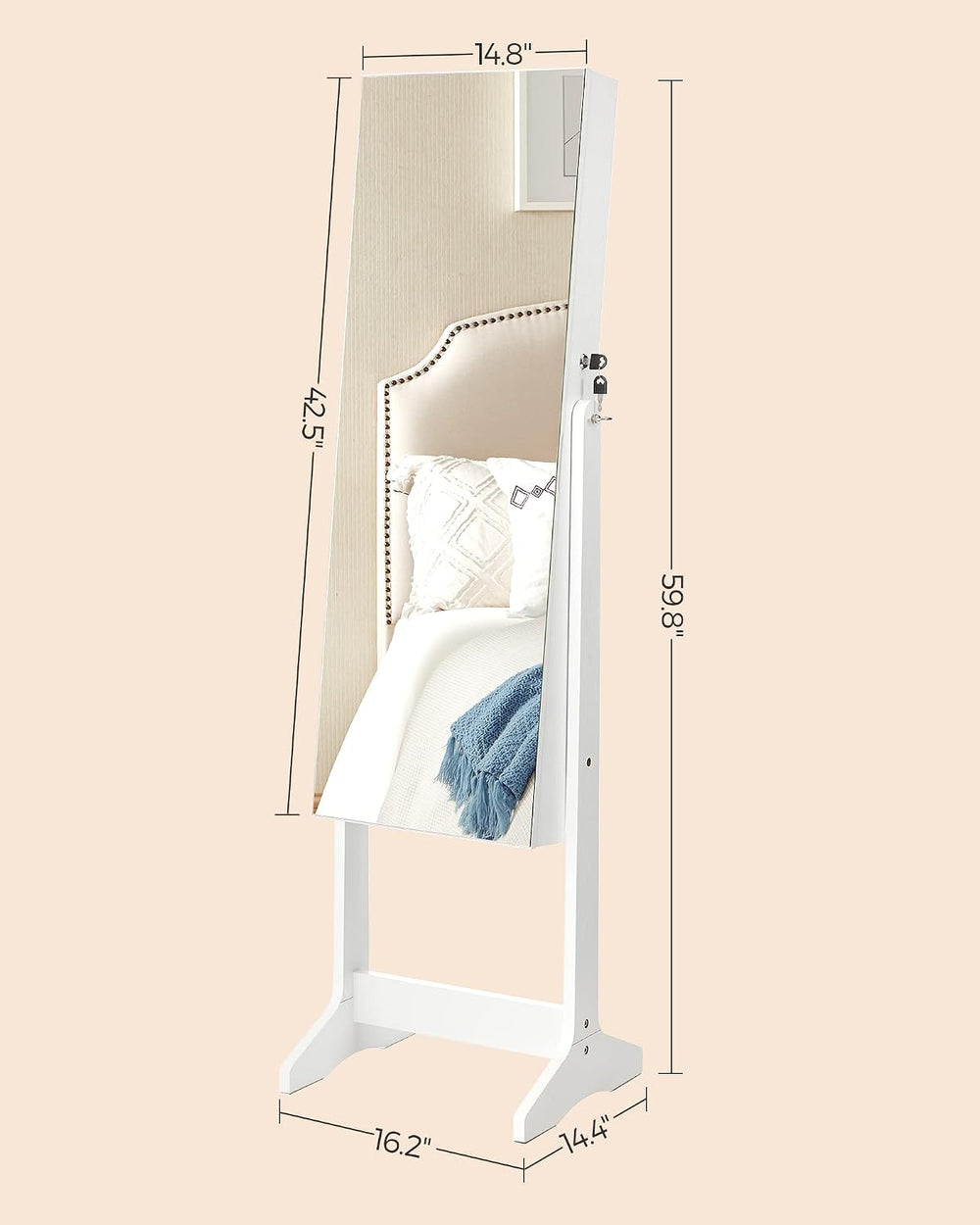 SONGMICS LED Jewelry Cabinet Standing, Lockable Armoire
