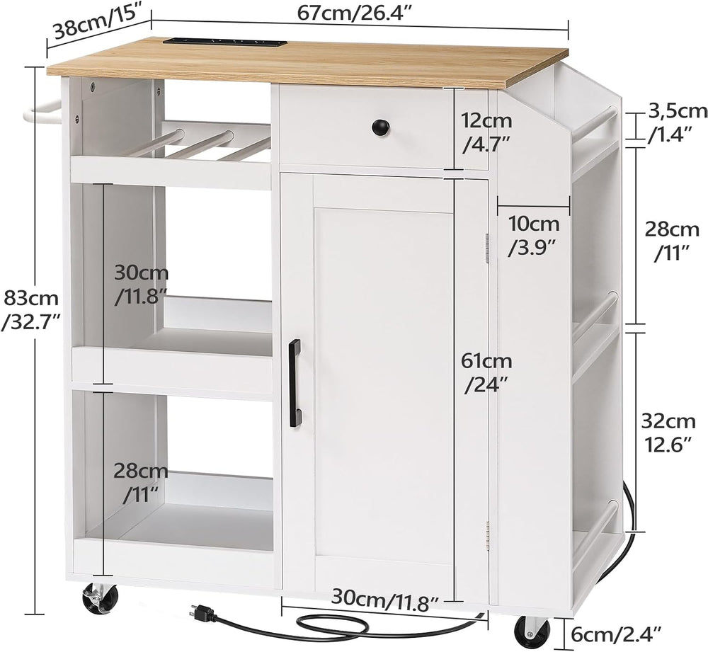 MAHANCRIS Kitchen Island with Power Outlet, Kitchen Storage Island with Drawe...
