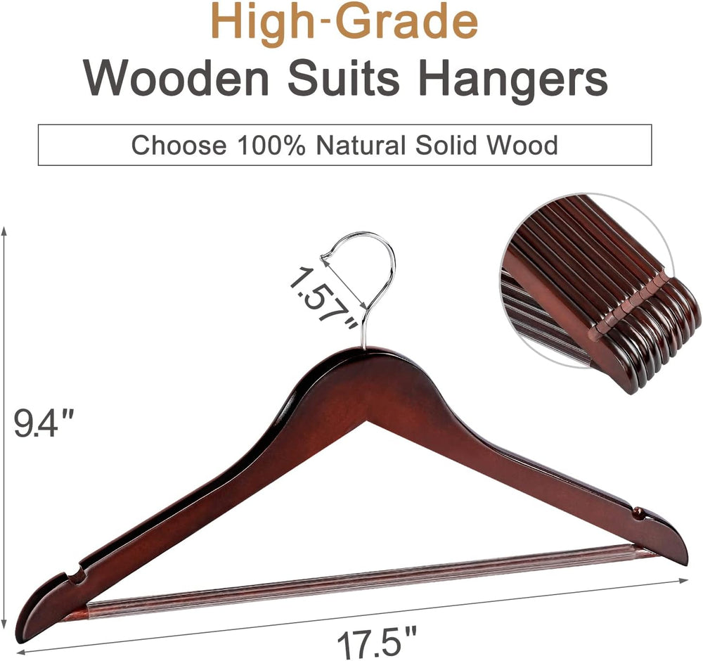 TOPIA HANGER Wooden Coat Hangers 30 Pack, Cherry Wood Suit Hangers with Non S...