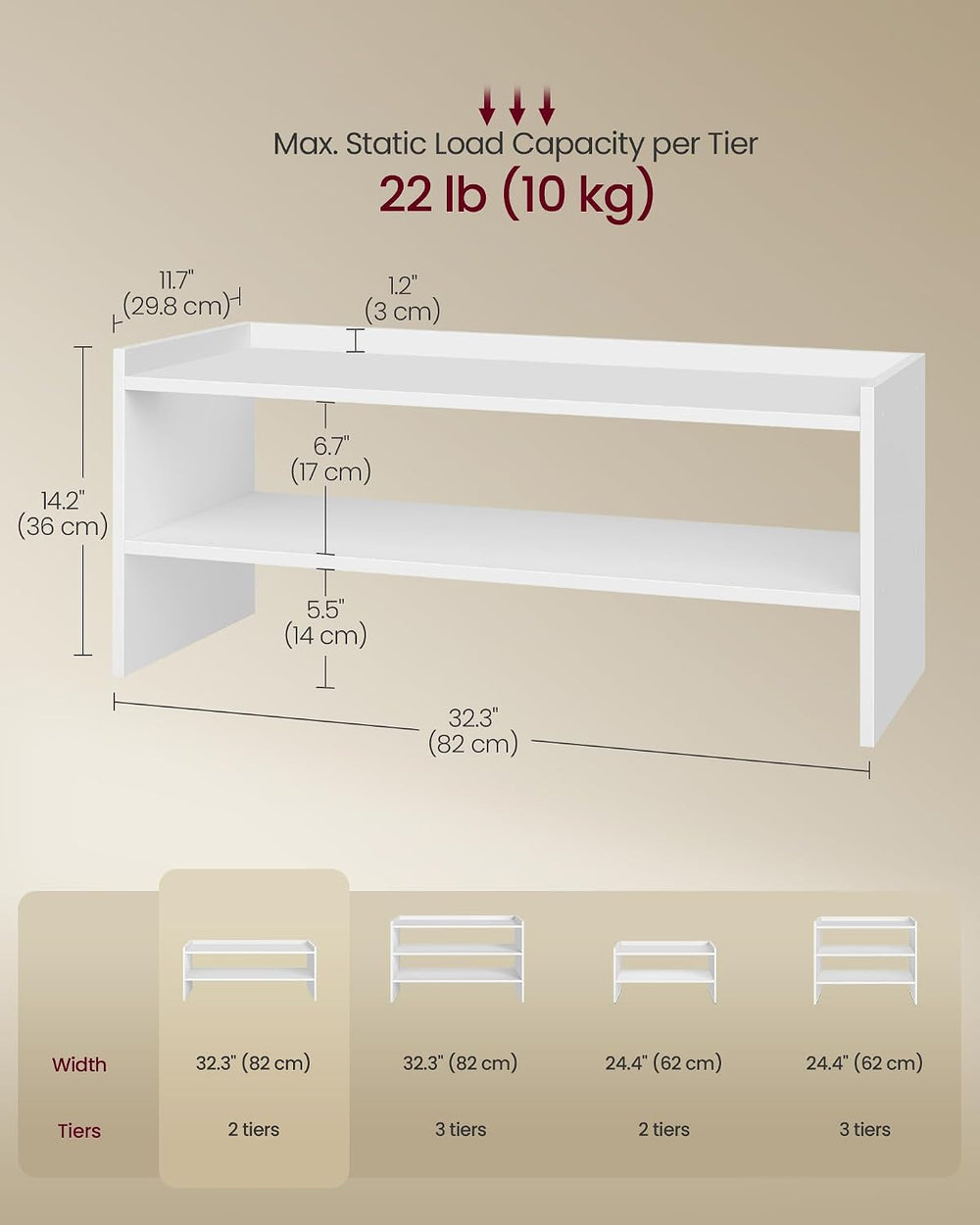 VASAGLE CUSTOS Collection - Shoe Rack for Closet, Stackable Shoe Organizer Sh...