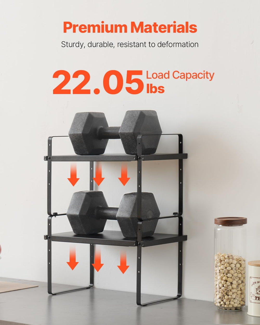VEVOR Adjustable Kitchen Cabinet Shelf Organizer, Expandable 2 Tier Cabinet S...