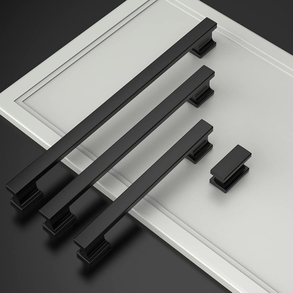 Asidrama 6 Pack 5 inch Matte Black Kitchen Cabinet Handles