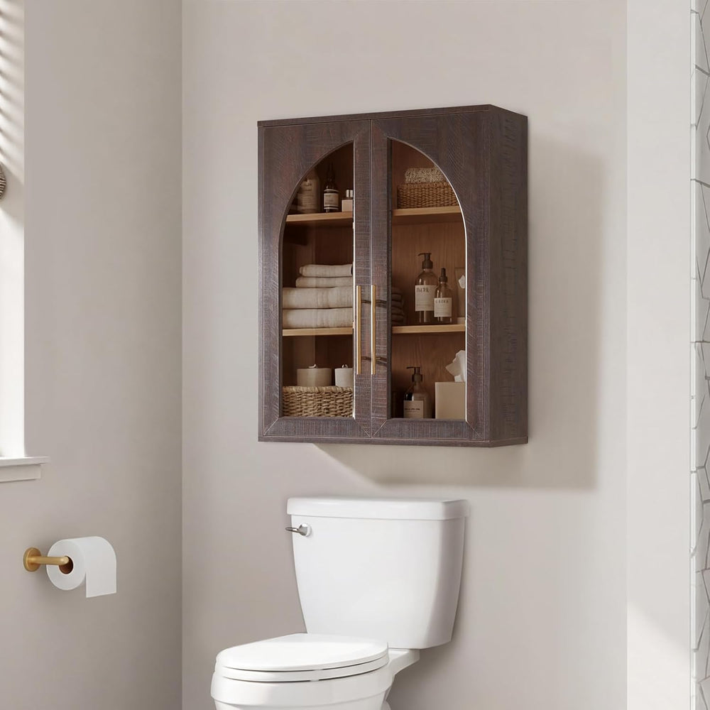 Bathroom Wall Cabinet, 23.5×31.4'' Storage Cabinet, Arched Cabinet Wa...