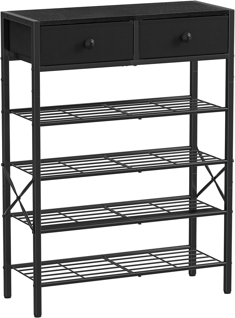 5 Tier Shoe Rack with 2 Drawers, 16-20 Pairs Charcoal