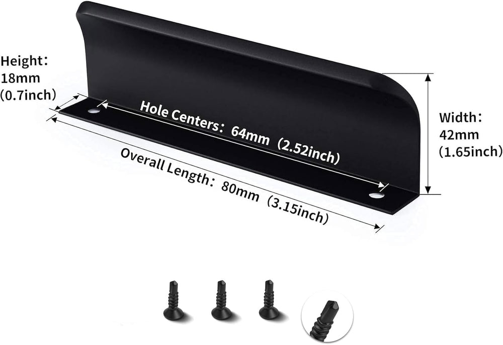 Satanga Edge Black Finger Pull for cabinets Kitchen Concealed Drawer pulls Al...