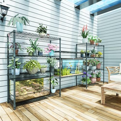 IZEUK Outdoor Metal Storage Shelving Unit, 4-Tier Heavy Duty Wire Rack Organi...