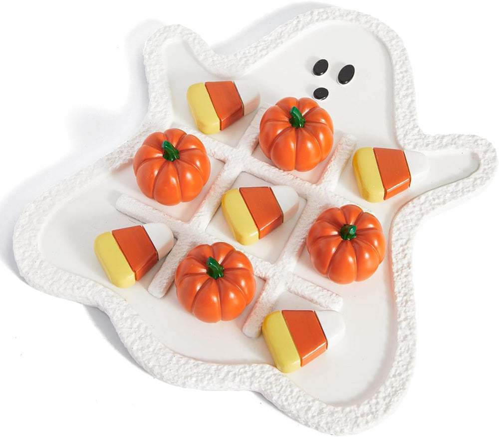 WDS WONDROUS Halloween Tic Tac Toe with Pumpkins, Fall Coffee Table Decor