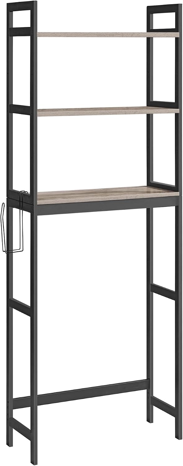 SONGMICS 3-Tier Bamboo Over The Toilet Storage, Adjustable Shelf, 66.9'