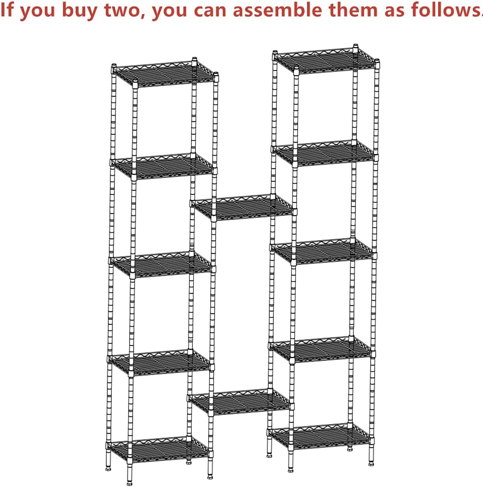 6 Wire Shelving Steel Storage Rack Adjustable Unit Shelves for Laundry Bathro...