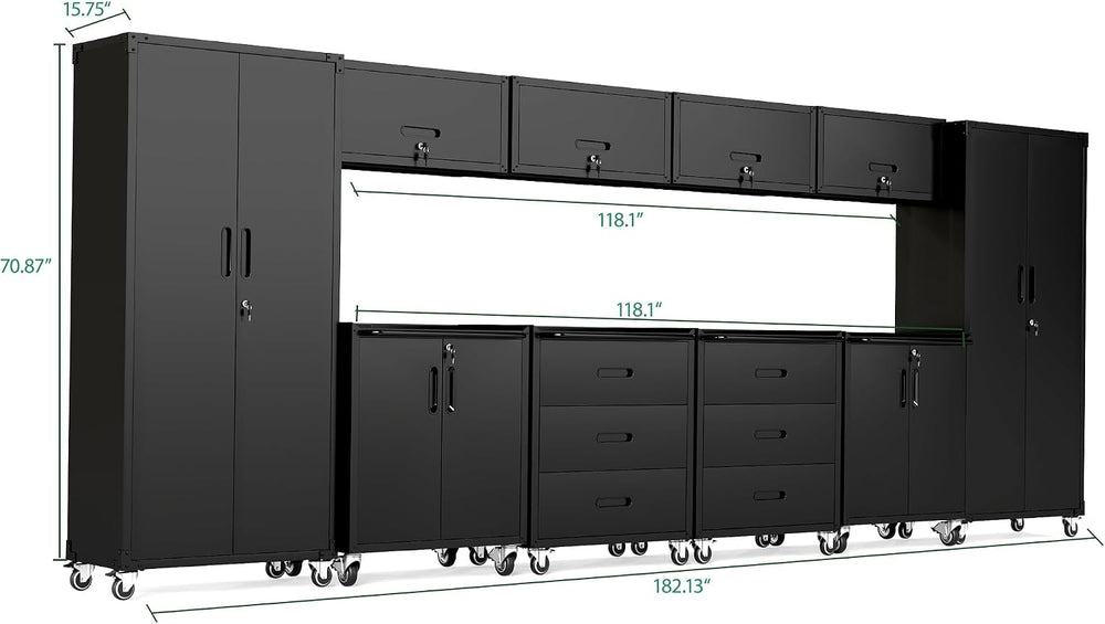 10-Piece Heavy Duty Steel Garage Cabinet System | All-in-One Modular Garage C...