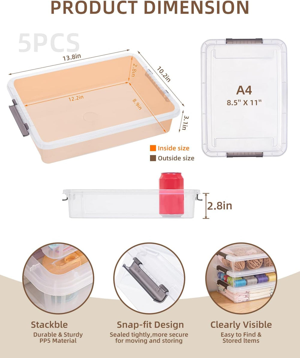Storage Bins with Lids,6 Quart Clear Sensory Bins,Plastic Bins for Arts Craft...