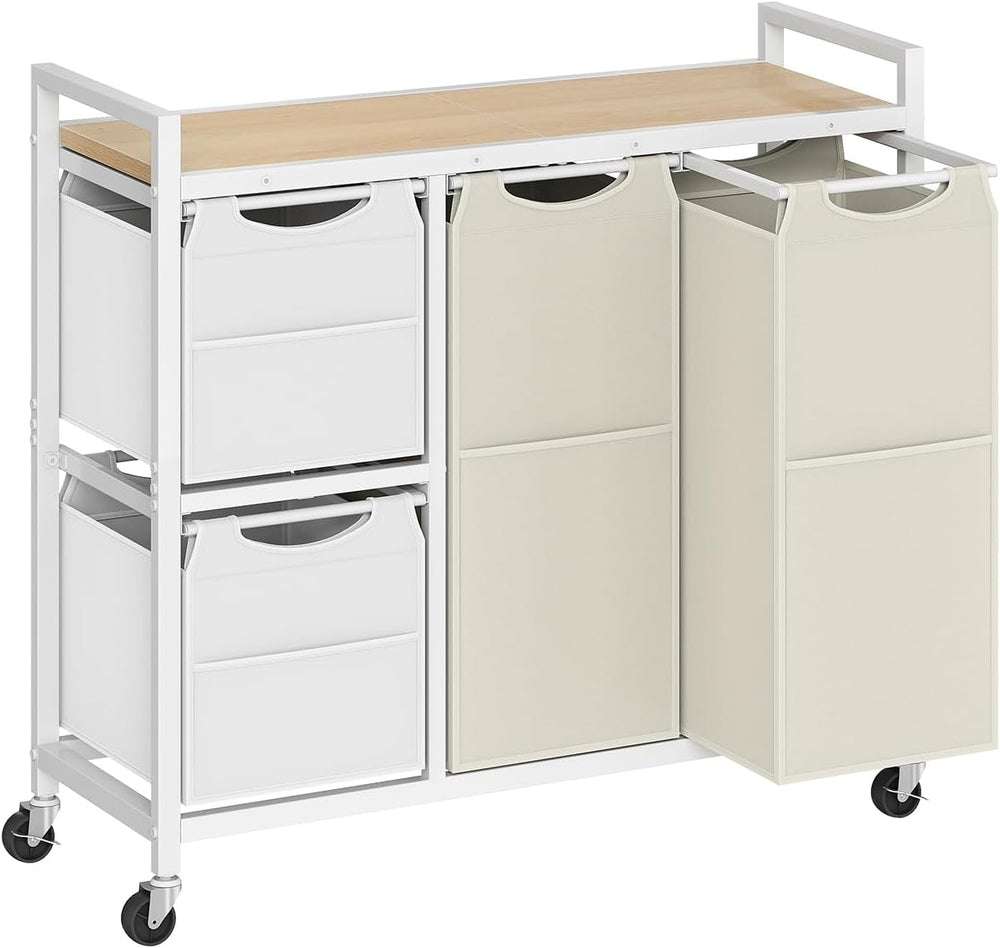HOOBRO Laundry Sorter with 4 Section, 34 Gal. (127 L) Laundry Hamper with Whe...