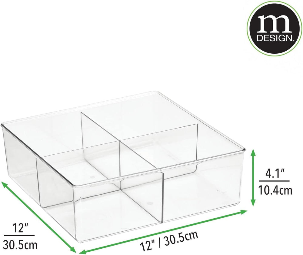 mDesign Plastic 4 Compartment Divided Drawer and Closet Storage Bin - Organiz...