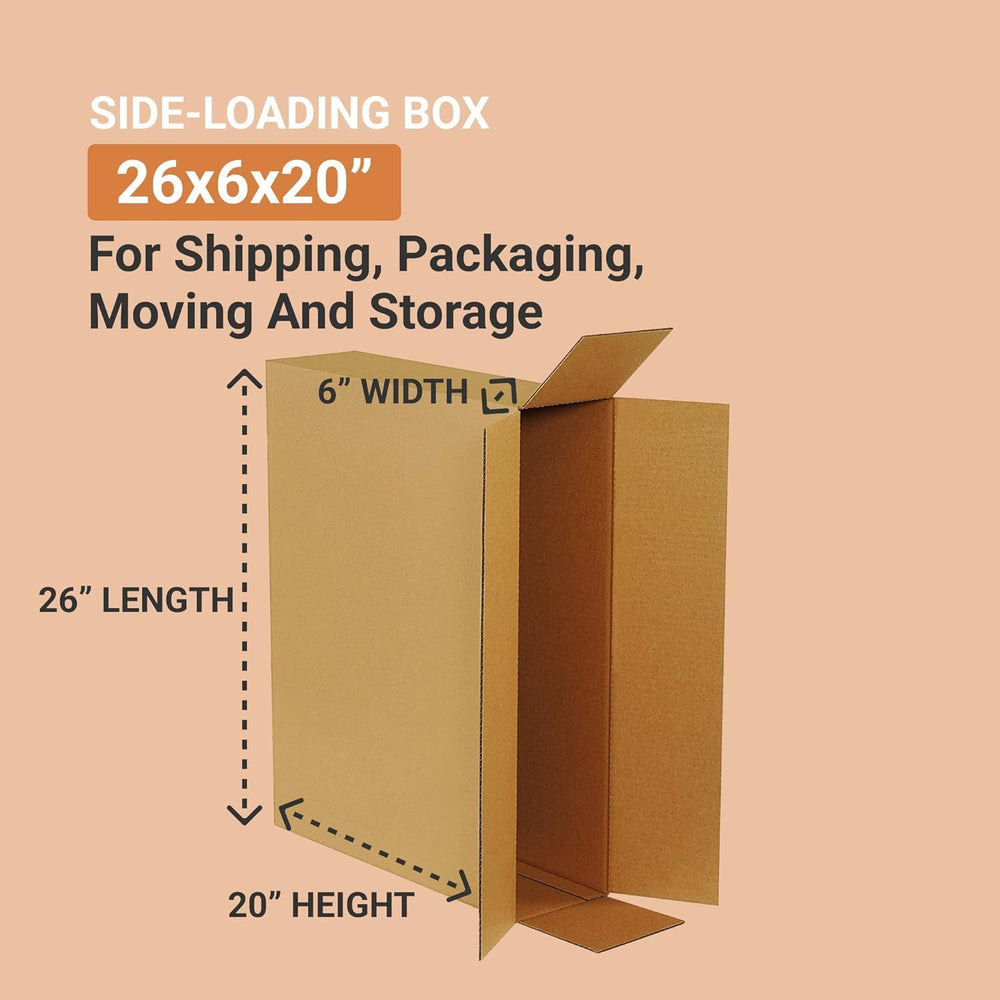 BOX USA Shipping Side Loading Moving Boxes 26" x 6" x 20" (10 ...
