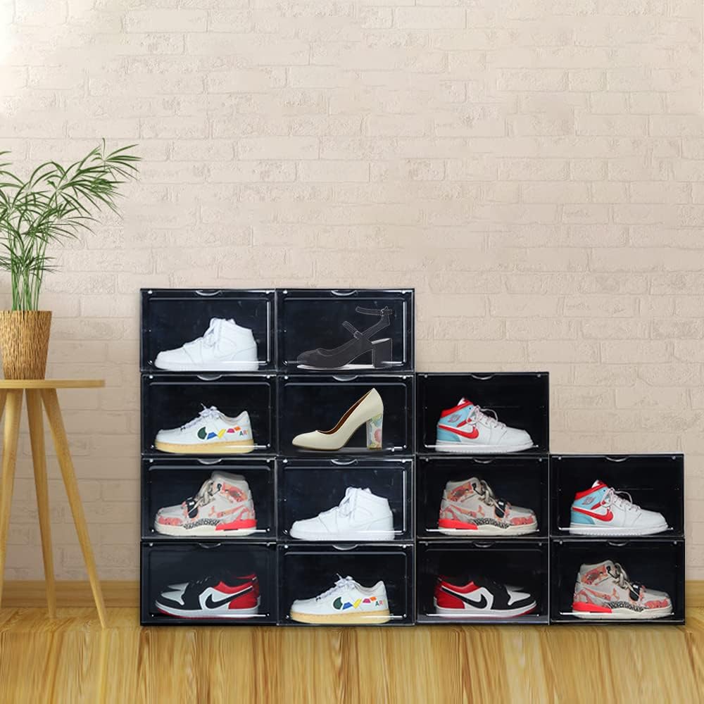 XL clear shoe storage boxes stackable, 8 Pack Large Shoe Boxes Clear Plastic ...