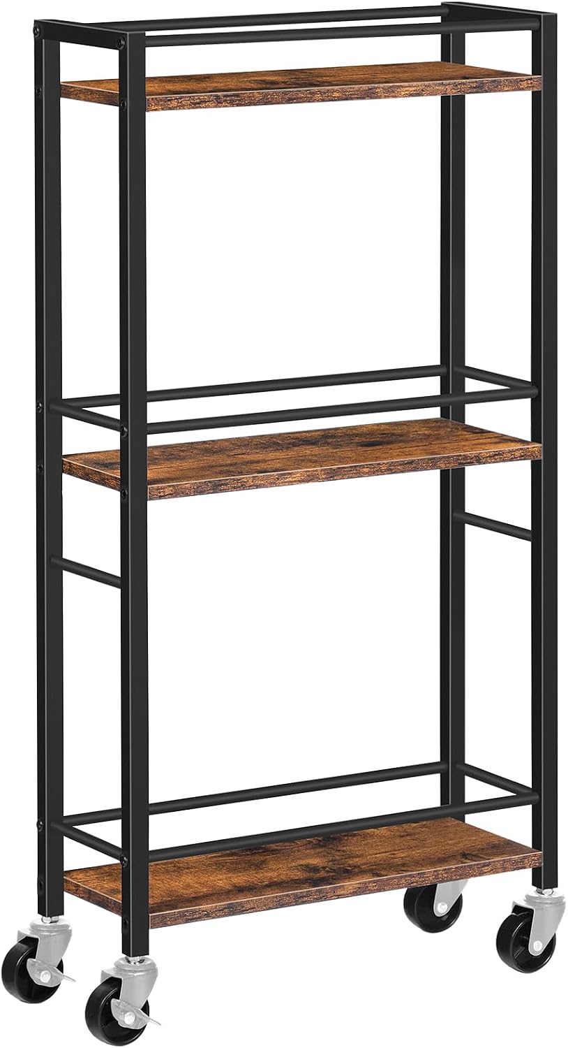 MAHANCRIS Slim Rolling Cart, Mobile Kitchen Cart on Wheels, Narrow Storage Ca...