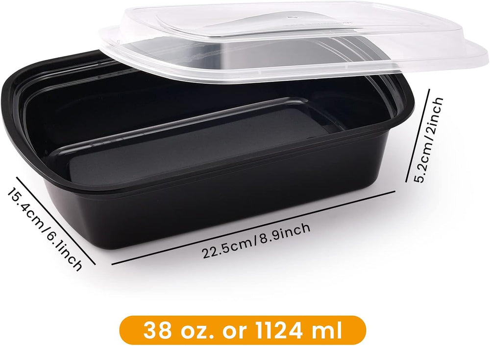 Kitch’nMore 38oz Meal Prep Containers, Extra Large &Thick Food Storage Co...