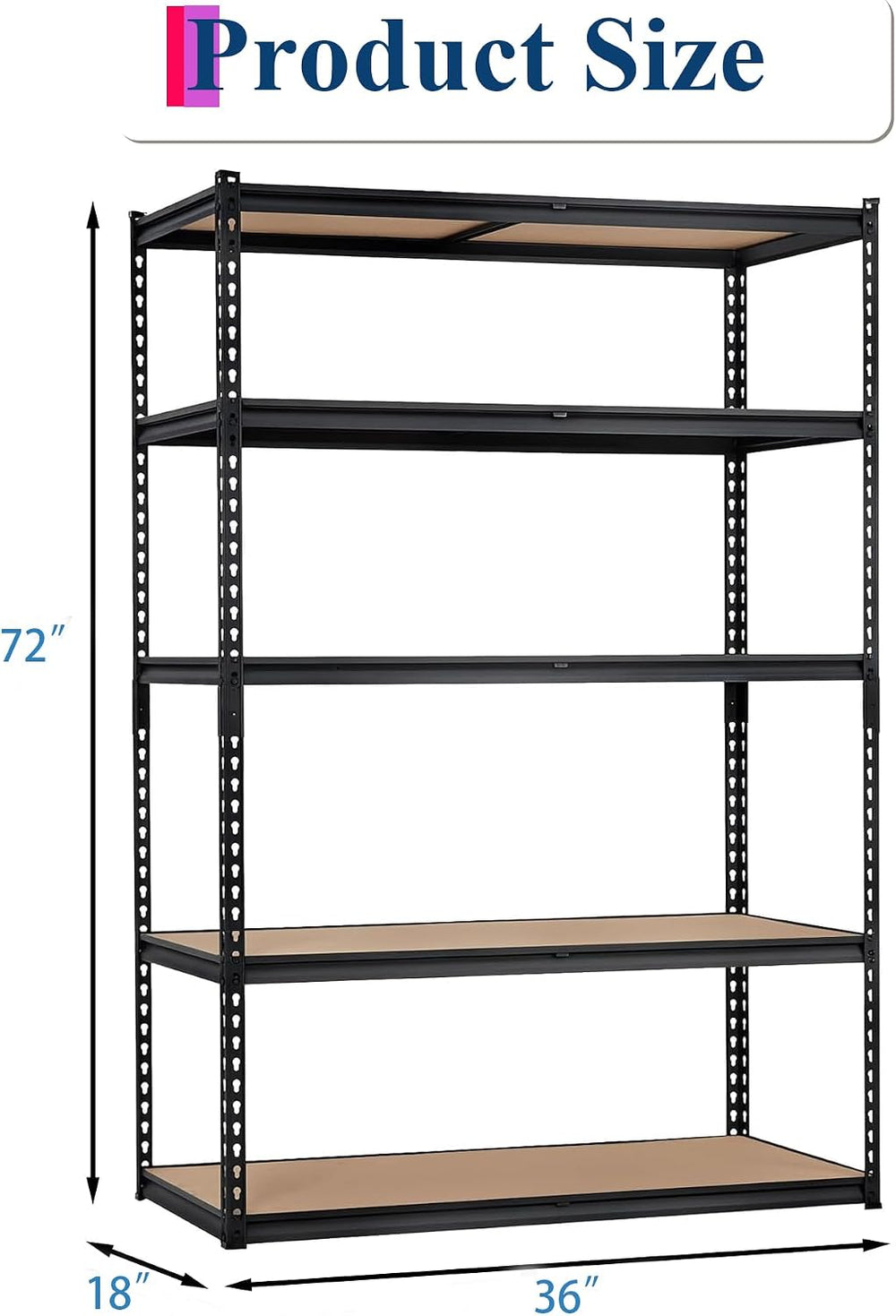 Heavy Duty Garage Storage Shelves, 5-Tier Metal Adjustable Shelving Unit, Sto...