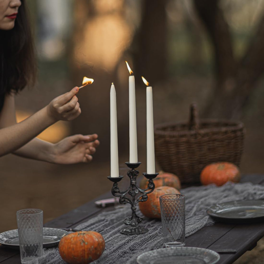 Ivory Beeswax Taper Candles- 9 Hour Burn Time,Pure Natural Hand Poured Beeswa...