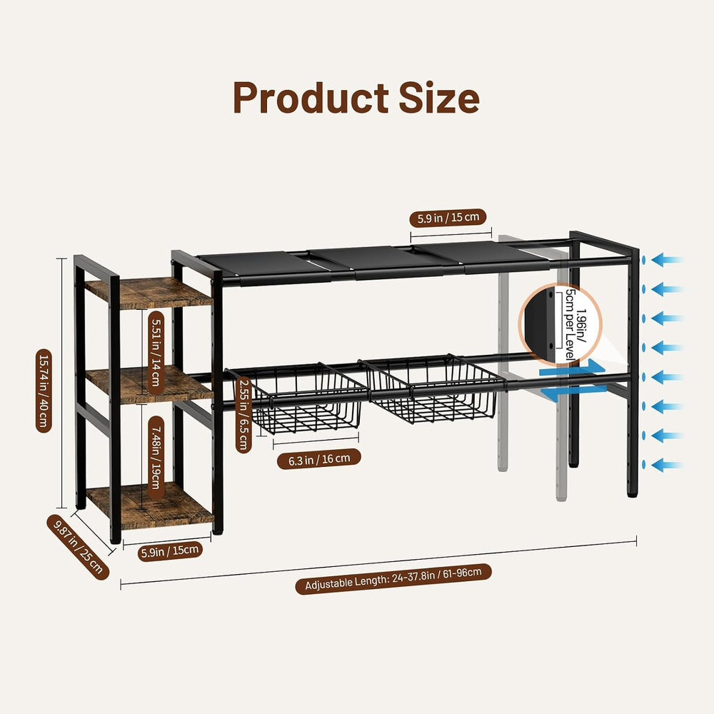 Housolution Expandable Under Sink Cabinet Organizer Rack and Storage Shelf