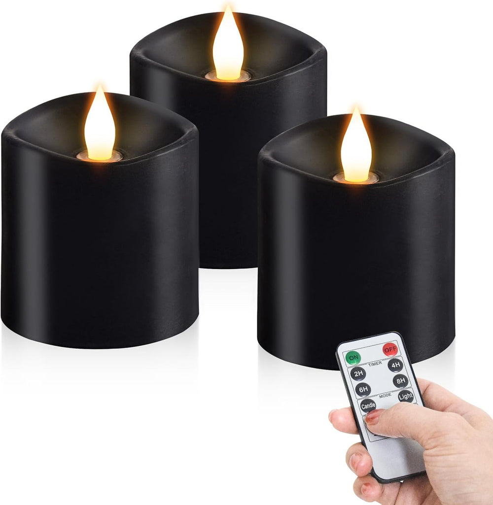 3x3 Halloween Flickering Flameless Candles Set of 3, LED Battery Candles Flic...