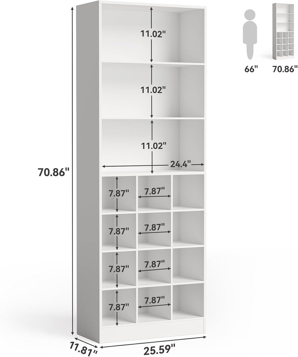 LITTLE TREE Tall Shoe Cabinet Storage, 7-Tier Wood Shoe Rack Organizer, Frees...