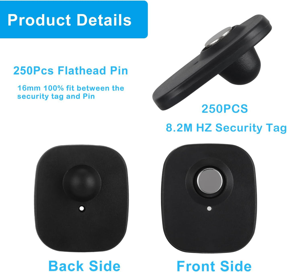 250Pcs 8.2M RF Clothing Security Tag 250 Pin 100 Lanyard for Retail EAS