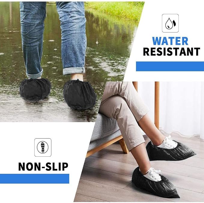 Black shoe covers Disposable 1000 PCS Premium Waterproof and Recyclable Boot