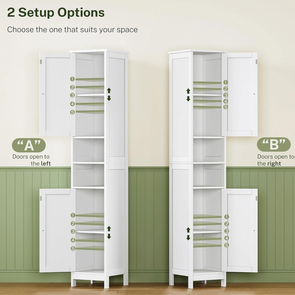 TEENFON 67" Tall Bathroom Cabinet with Adjustable Shelves and Doors, Nar...
