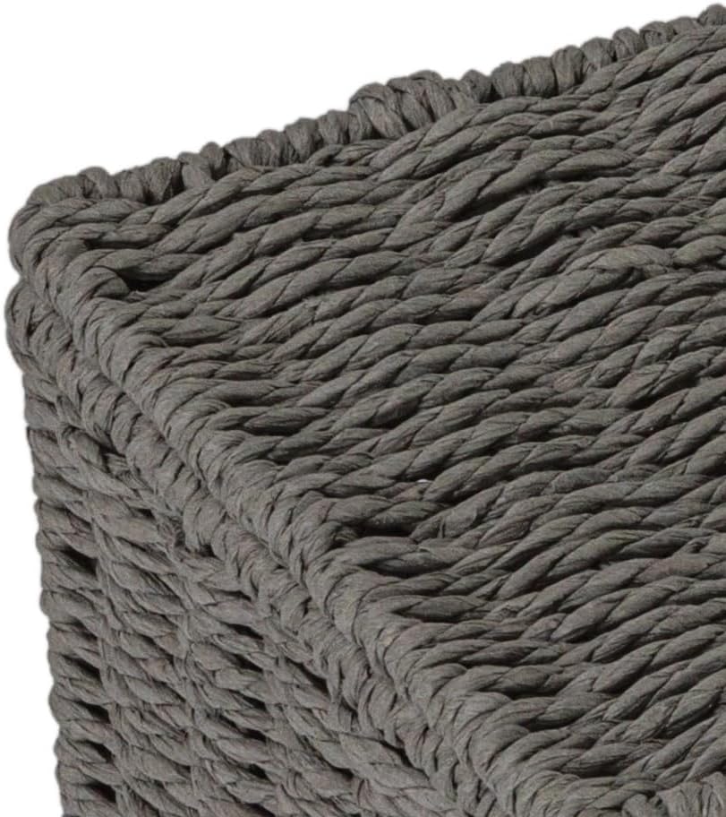 Household Essentials Small Handwoven Paper Rope Wicker Basket with Lid, Grey