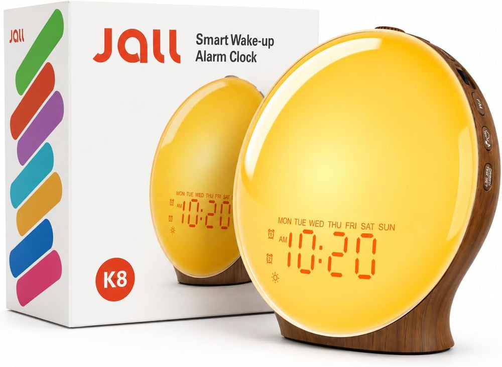 JALL Sunrise Alarm Clock for Bedrooms, Full-Screen Wake Up Light for Heavy Sl...